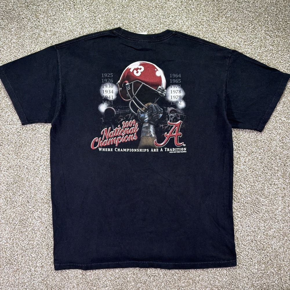Alabama Crimson Tide Shirt Large Black Retro Style Classic 2009
